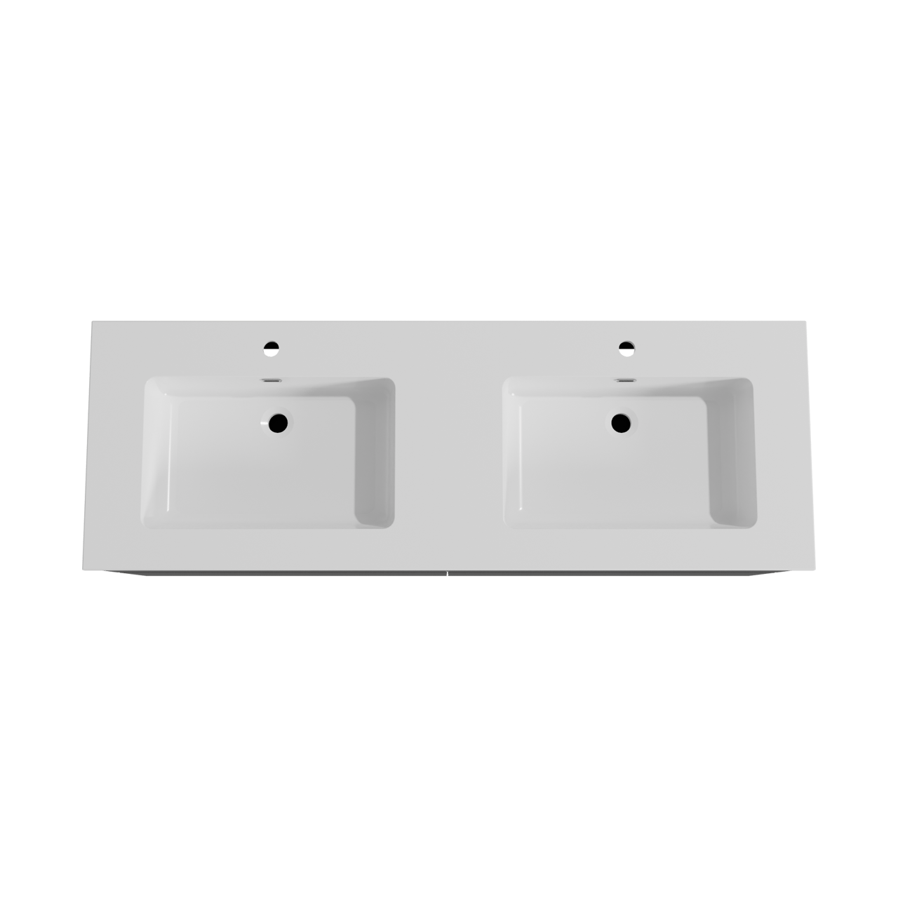 Storke Edge meuble salle de bains suspendu 150 x 52 cm noir mat avec Diva double vasque en marbre composite blanc brillant