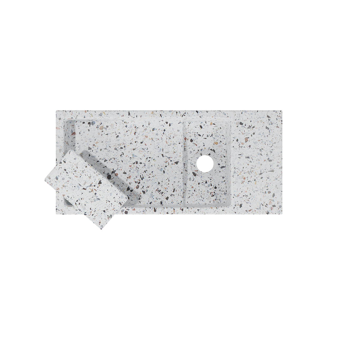 Balmani Mood Handwaschbecken: 45 x 20 cm, Bianco Nero Terrazzo