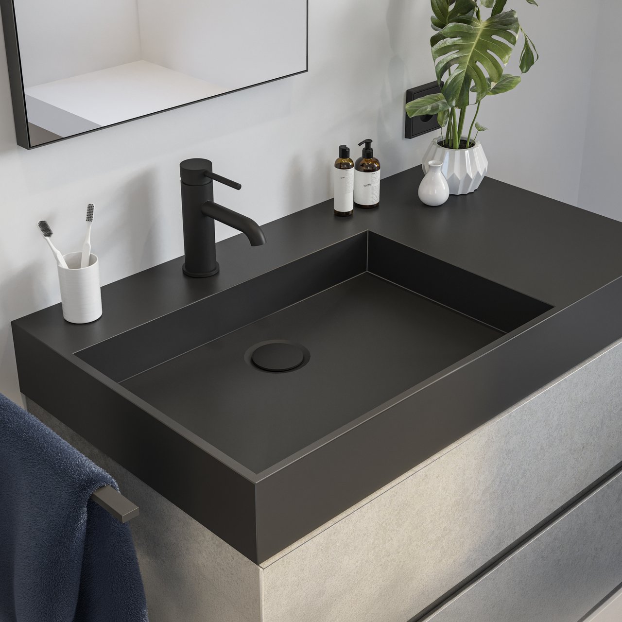 Storke Jura Waschtisch, links, Quarz matt, 80 x 46 cm