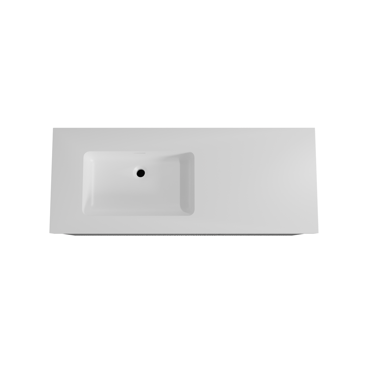 Storke Ribs zwevend badmeubel 130 x 52 cm zwart eiken met Mata High asymmetrisch linkse wastafel in solid surface mat wit, Verticale asymmetrische rechte ribbel