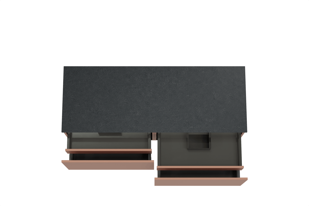 Balmani Sfera zwevend badkamermeubel 150 x 55 cm cotto met Stretto enkel of dubbel tablet in graniet zwart