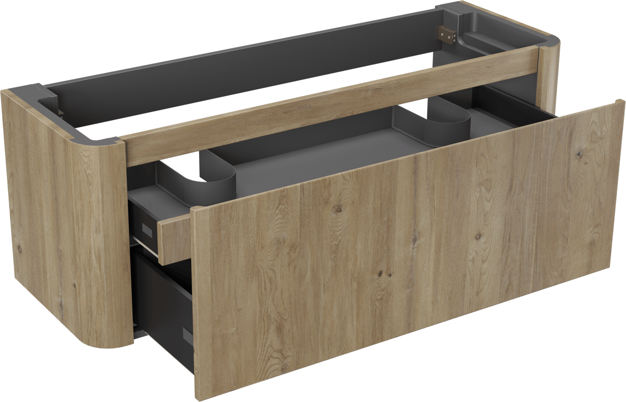 Storke Soft zwevende wastafelonderkast 140 x 46 cm Ruwe eik 2 lades