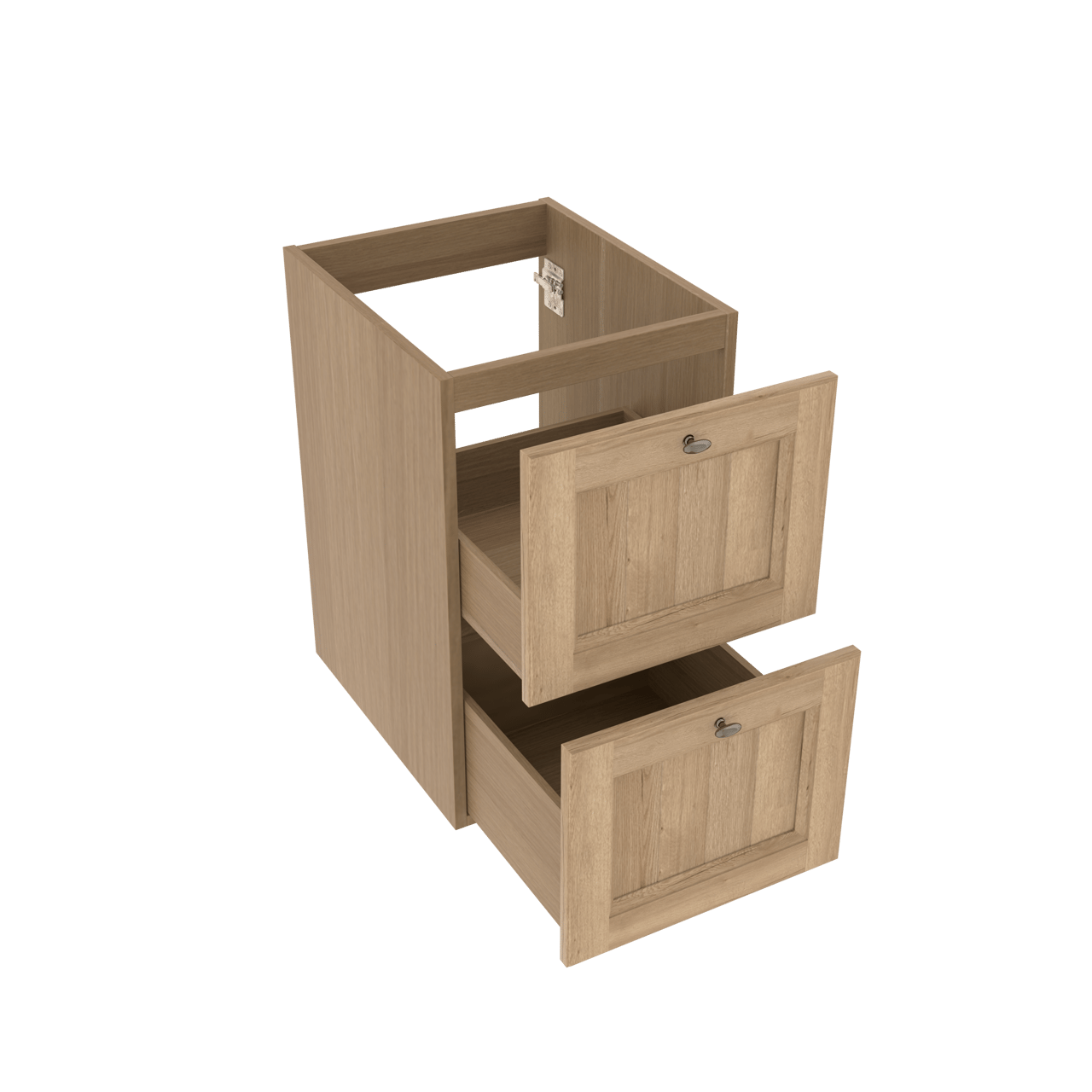 Balmani Lemon stehender Waschbeckenunterschrank: 45 x 55 cm, Eiche verwittert, 2 Schubladen