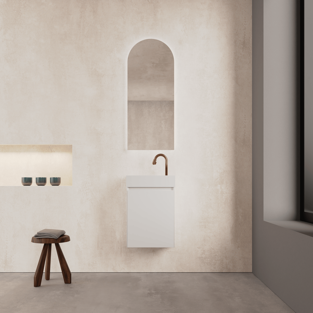 Balmani Giro Arco arc en plein cintre Miroir 35 x 80 cm avec miroir lumineux