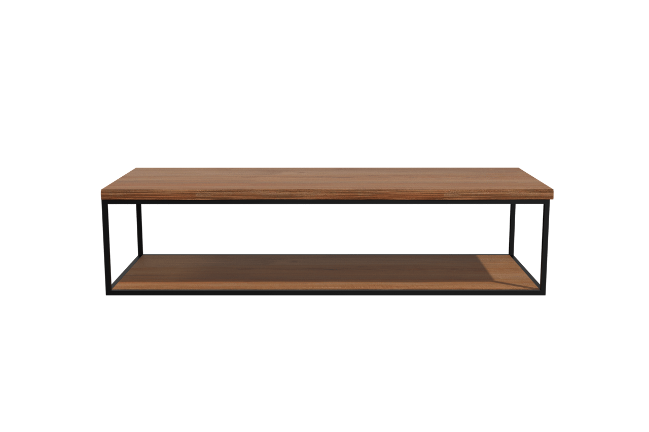Balmani Life Edge Einzel- oder Doppelwaschtischplatte, Teak massiv, Rahmen schwarz, 135 x 50 cm