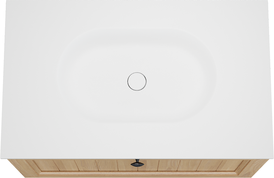 Balmani Lemon zwevend badkamermeubel 90 x 55 cm, fineer natuur eik met Tablo Oval enkele wastafel in mat wit