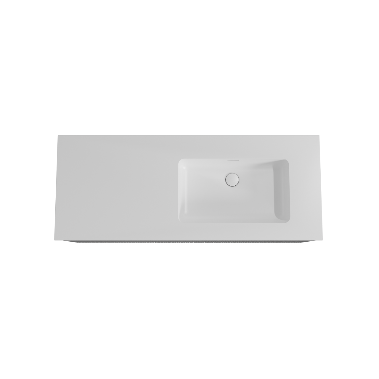 Storke Ribs zwevend badmeubel 130 x 52 cm zwart eiken met Mata asymmetrisch rechtse wastafel in solid surface mat wit, Verticale asymmetrische rechte ribbel