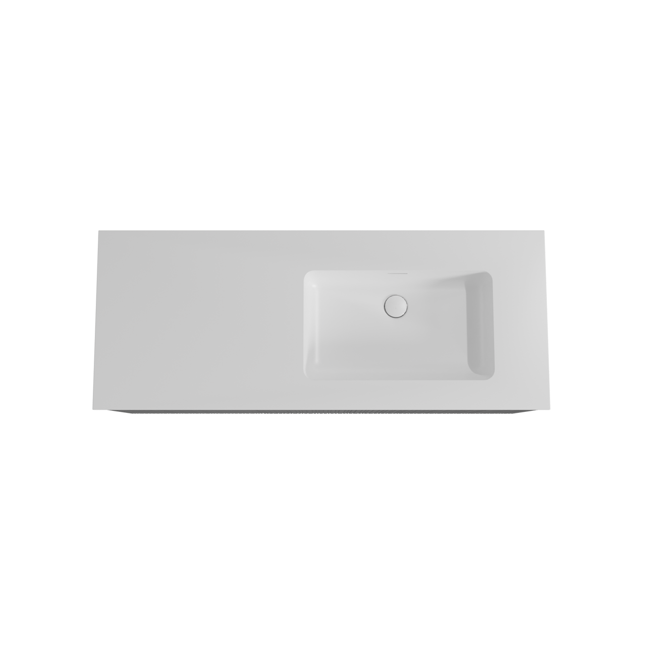 Storke Ribs zwevend badmeubel 130 x 52 cm zwart eiken met Mata asymmetrisch rechtse wastafel in solid surface mat wit, Verticale asymmetrische rechte ribbel