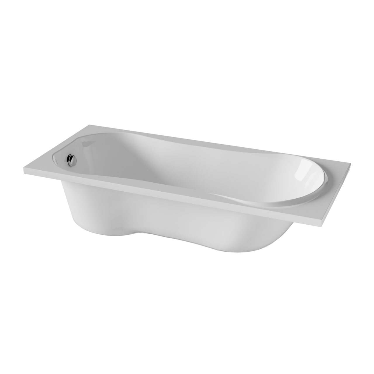 Luca Varess Trasime 1-Personen-Einbaubadewanne: 170 x 75 cm, Acryl, Weiß Glänzend