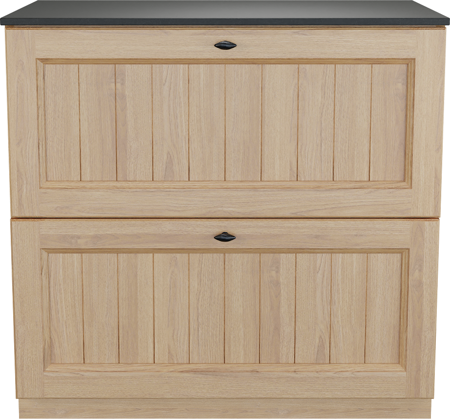 Balmani Lemon staand badkamermeubel 90 x 55 cm, fineer natuur eik met Stretto enkel tablet in graniet zwart