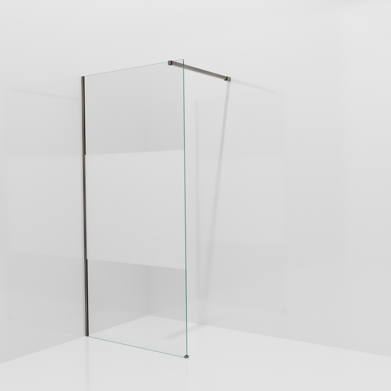 Balmani Modular douche à l'italienne: 100 x 200 cm, Verre transparent avec bande matte, avec coating, Profil Brushed GunMetal