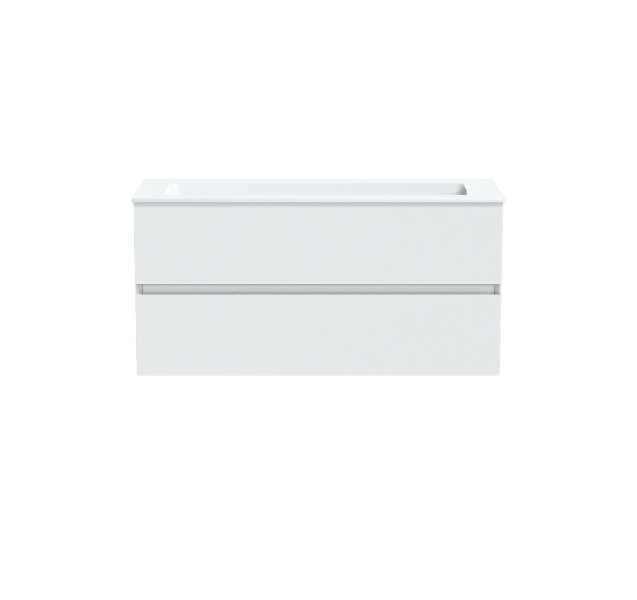 Storke Edge meuble salle de bains suspendu 100 x 40 cm blanc mat avec Mata plan simple pour 2 trous de robinet en solid surface blanc mat