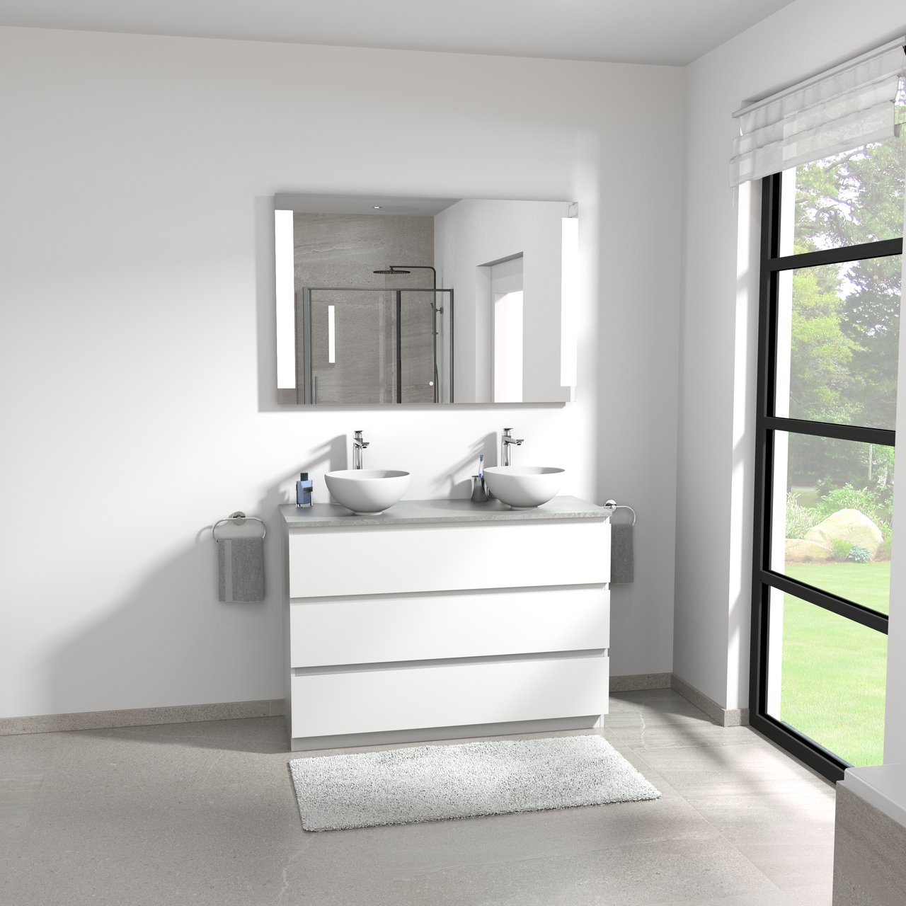 Linie Lavo Aufsatzwaschbecken: Weiß matte Keramik, rund, Ø 32 cm