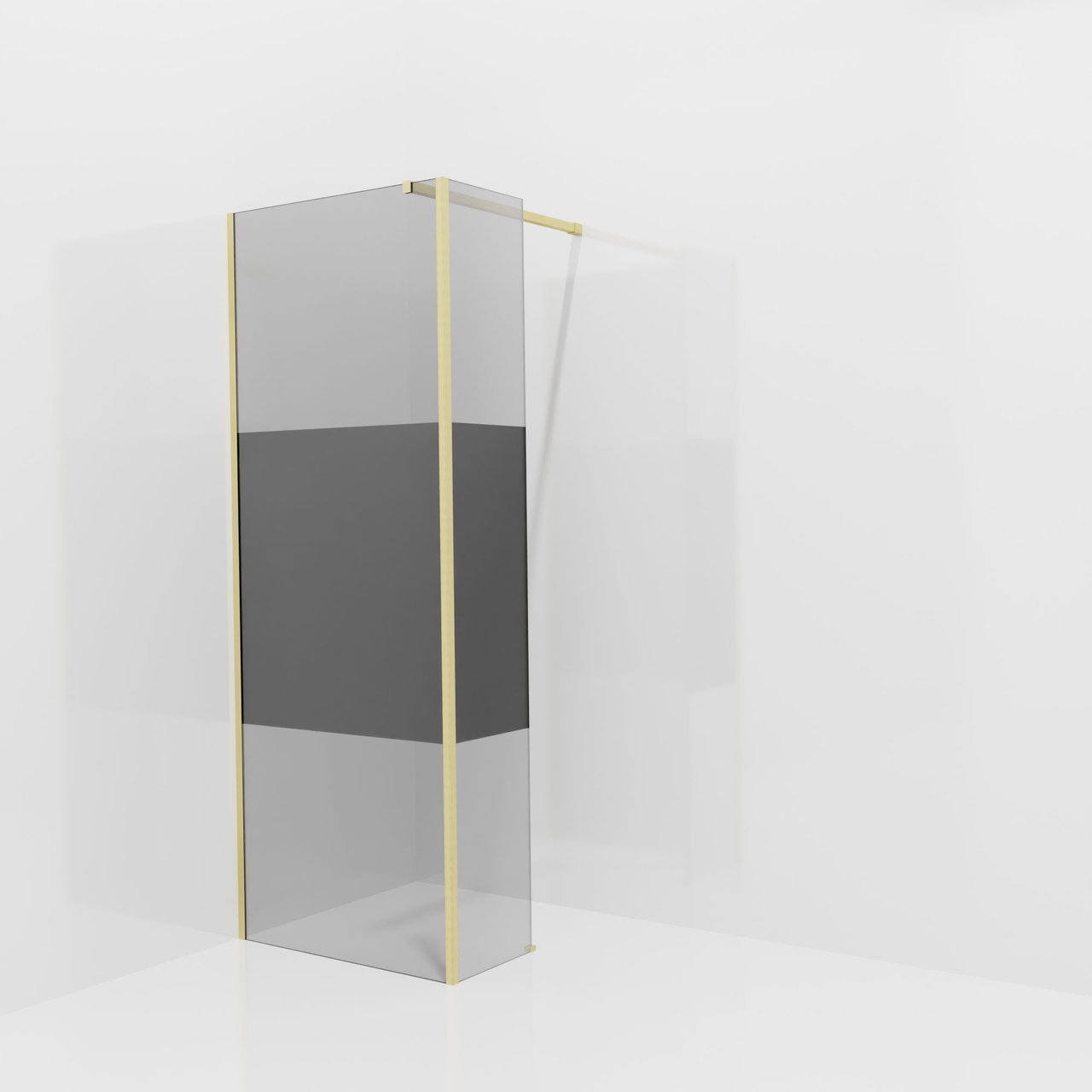 Balmani Modular Walk-In Dusche mit fester Seitenwand: 80 x 200 cm, Rauchglas mit mattiertem Streifen, Profil Brushed Champagne Gold