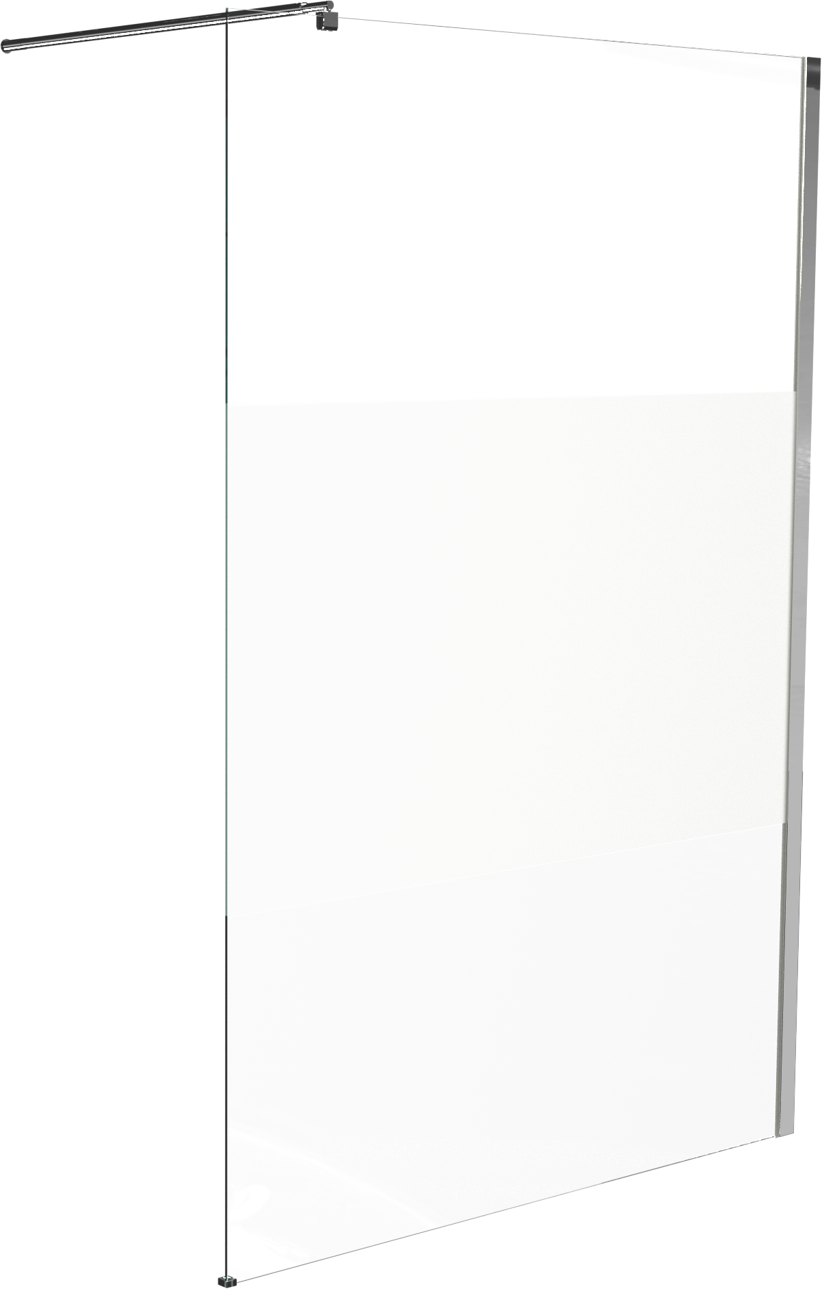 Linie Walk-In inloopdouche 120 x 200 cm helder glas met matte strook glanzend chroom profiel