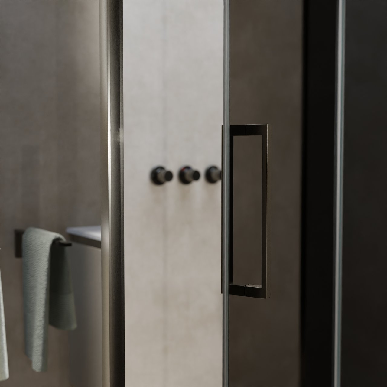 Balmani Senses Design douche en coin avec porte pivotante à droite et paroi latérale fixe, 140 x 90 cm, Verre fumé, Profil Brushed GunMetal, coating inclus, coating inclus