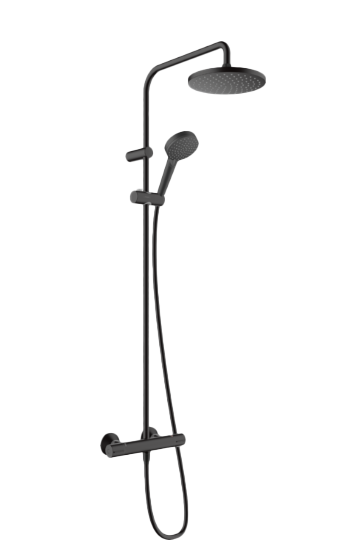 Hansgrohe Vernis Blend colonne de douche de pluie robinet thermostatique Noir Mat
