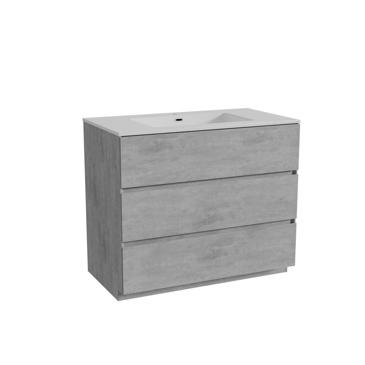 Storke Edge meuble salle de bains à poser 95 x 52 cm béton gris foncé avec Diva plan simple en marbre composite blanc brillant