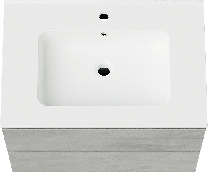 Linie Lado hängendes Möbelstück Set: 70 x 46 cm, Beton dunkelgrau, mit Vano Einzelwaschtisch, Marmorkomposit Weiß matt