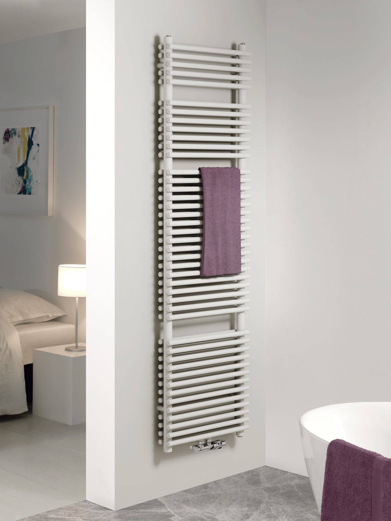 Vipera Alegria dubbele handdoekradiator 50 x 180 cm centrale verwarming Glanzend Wit zij- en middenaansluiting 1.688W