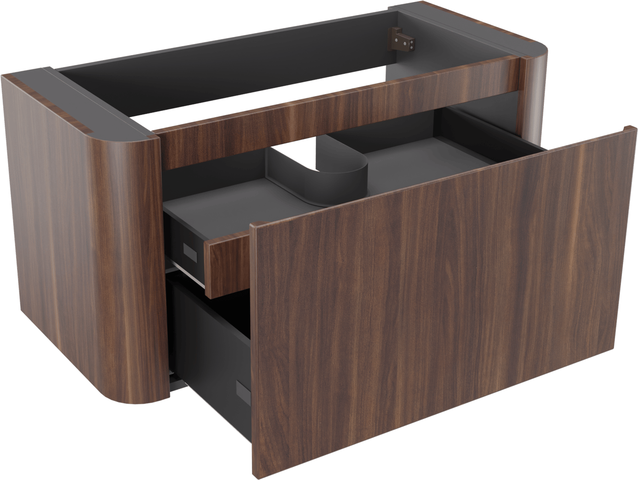 Storke Soft zwevende wastafelonderkast 100 x 46 cm Notelaar 2 lades