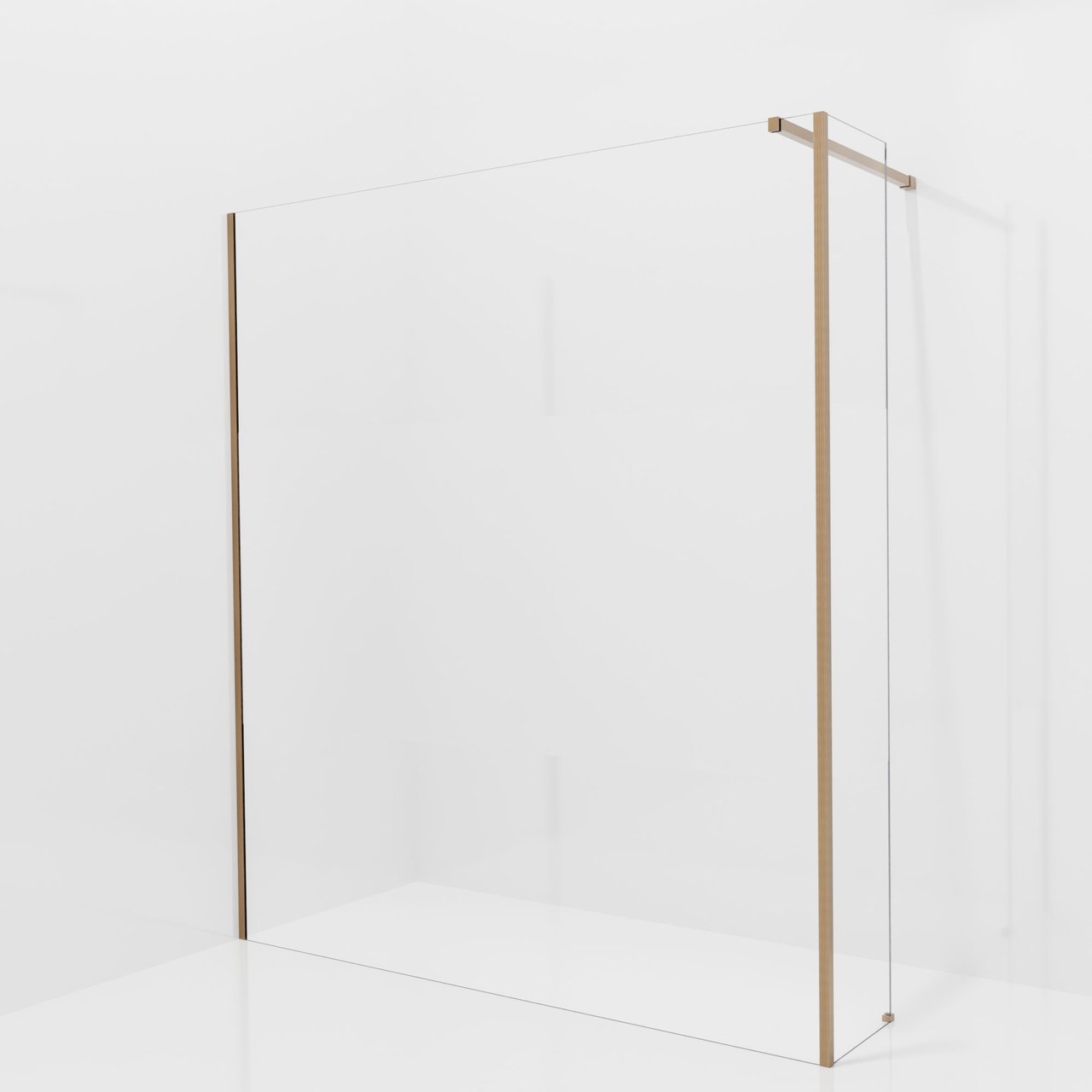 Balmani Modular Walk-In Dusche mit fester Seitenwand: 180 x 200 cm, Klarglas mit mattiertem Streifen, Profil Brushed Rosegold