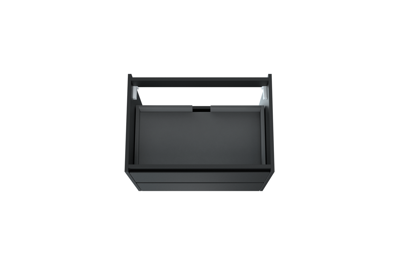 Storke Seda hängender Waschbeckenunterschrank: 75 x 52 cm, Schwarz Matt, 2 Schubladen