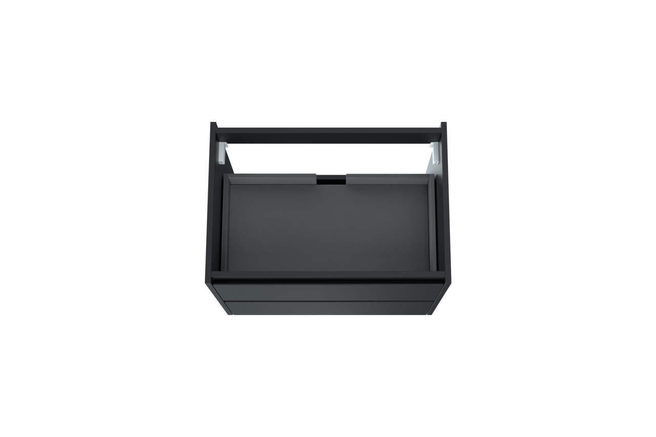 Storke Seda hängender Waschbeckenunterschrank: 75 x 52 cm, Schwarz Matt, 2 Schubladen