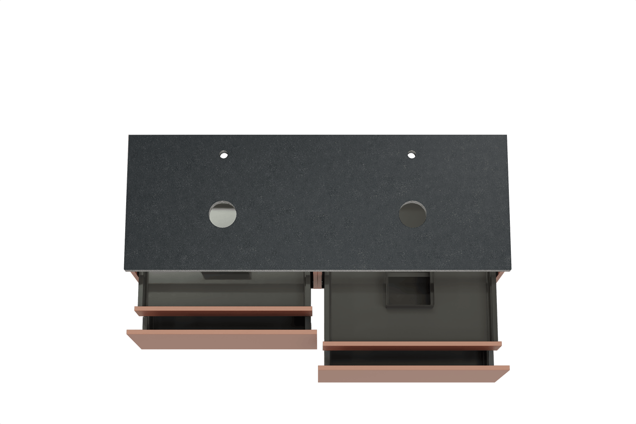 Balmani Sfera zwevend badkamermeubel 150 x 55 cm cotto met Rock dubbel tablet in graniet zwart