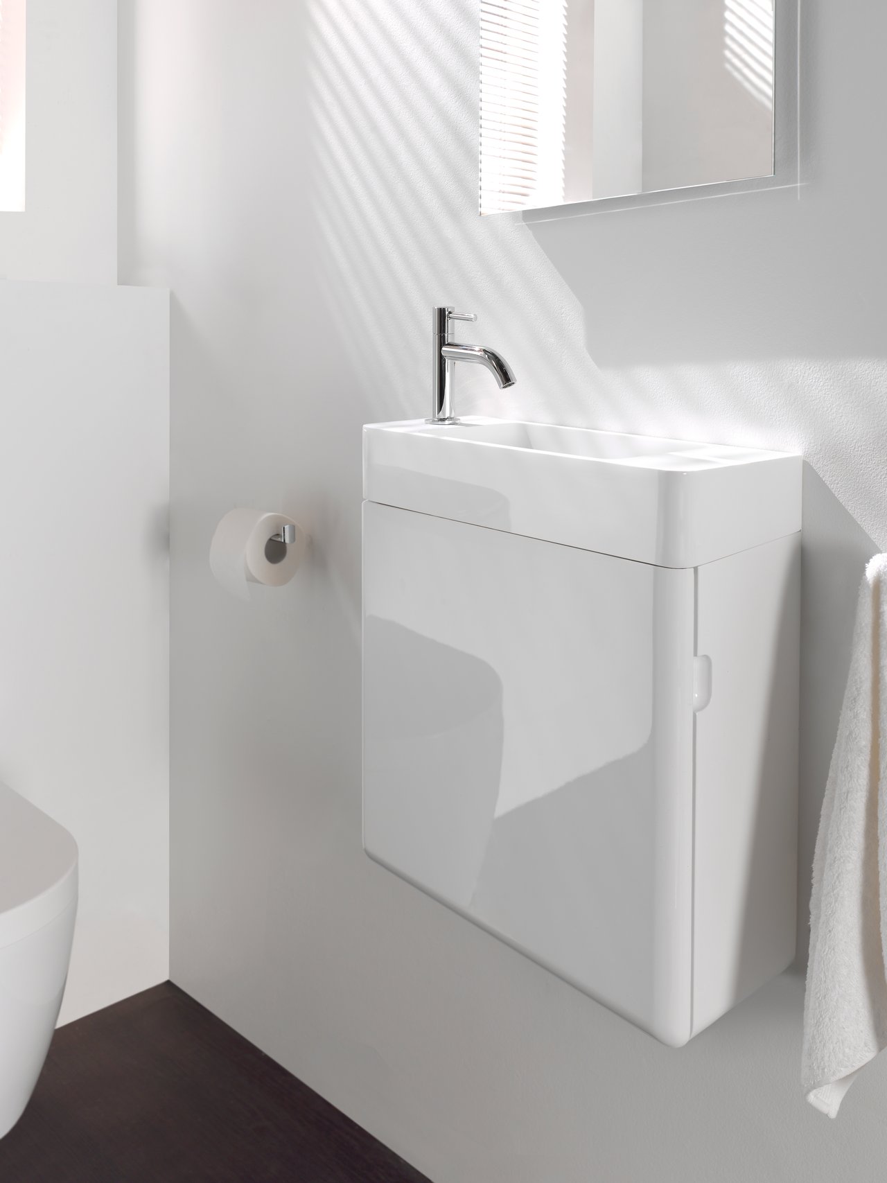 Storke Curvado zwevende fonteinkast 45 x 18 cm hoogglans wit