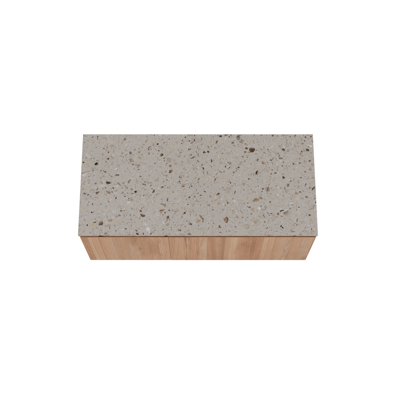 Balmani Idra zwevend badmeubel 120 x 55 cm teakhout met Stretto enkel of dubbel wastafelblad in terrazzo greige terrazzo