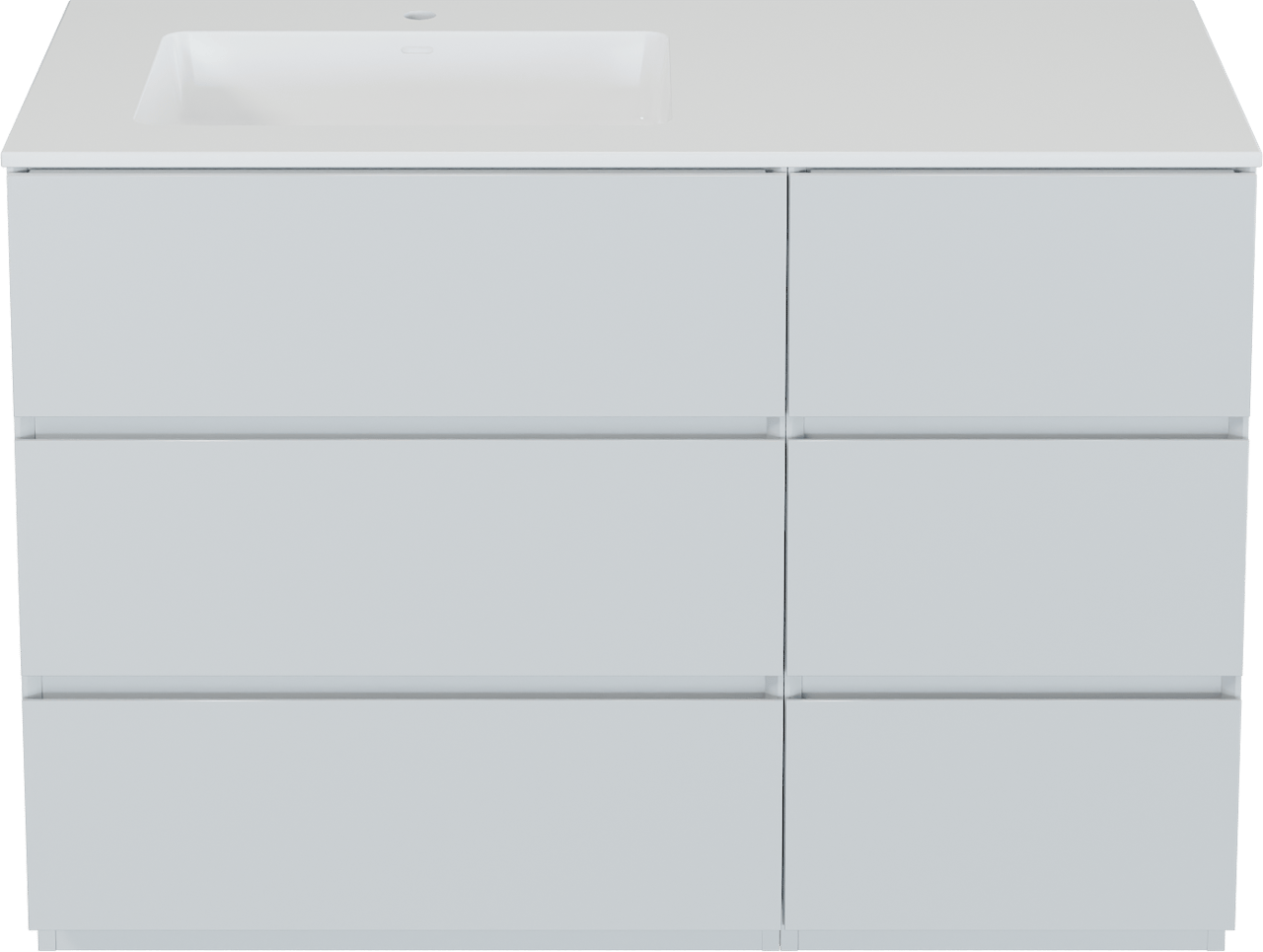 Storke Edge staand badkamermeubel 120 x 52 cm glanzend wit met Bilia asymmetrisch linkse wastafel in composietmarmer glanzend wit