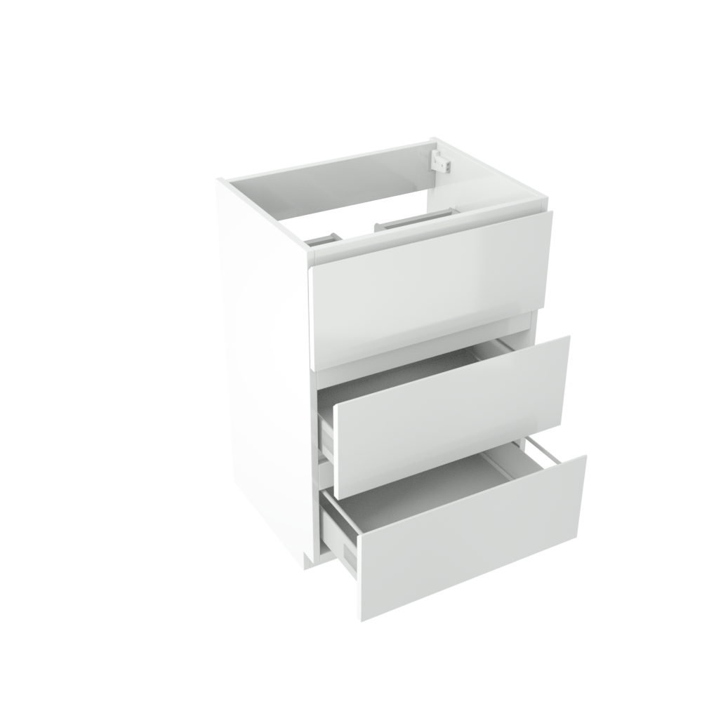 Storke Delta staande wastafelonderkast 60 x 48 cm hoogglans wit 3 lades