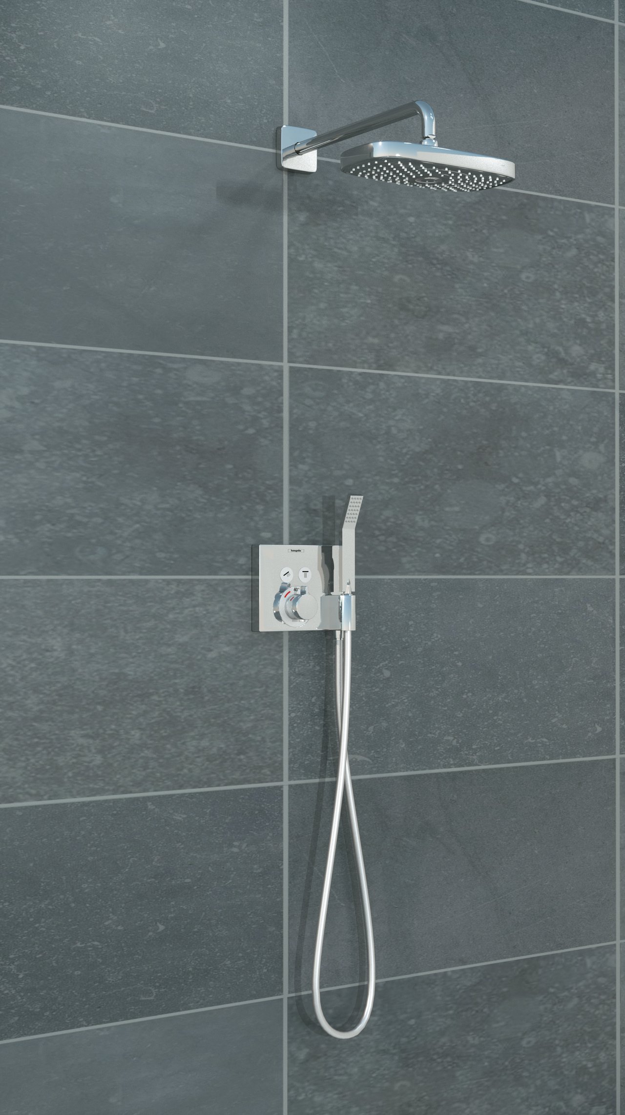 Hansgrohe Showerselect colonne de douche encastrée robinet thermostatique avec douche de tête rectangulaire 30 x 16 cm Chrome Brillant