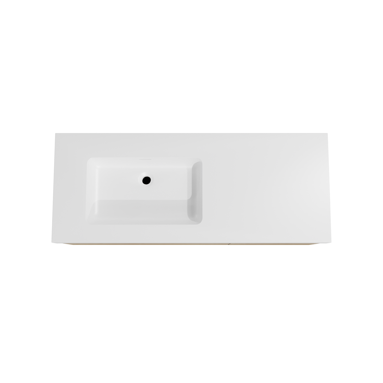 Storke Edge meuble salle de bains suspendu 130 x 52 cm chêne brut avec Mata High plan vasque asymétrique à gauche en solid surface blanc mat