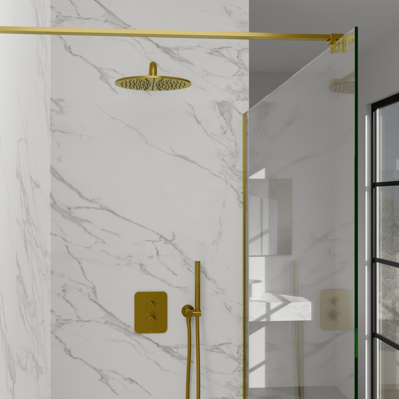 Blaufoss Smartbox Softline set de douche pluie encastré robinet thermostatique Brushed Gold