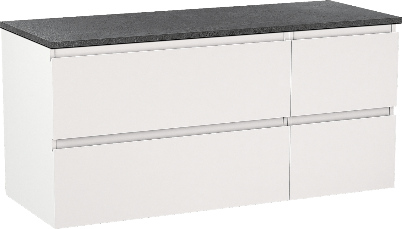 Linie Lado meuble salle de bains suspendu 120 x 46 cm blanc mat avec Lado tablette simple ou double en mélaminé ardoise gris