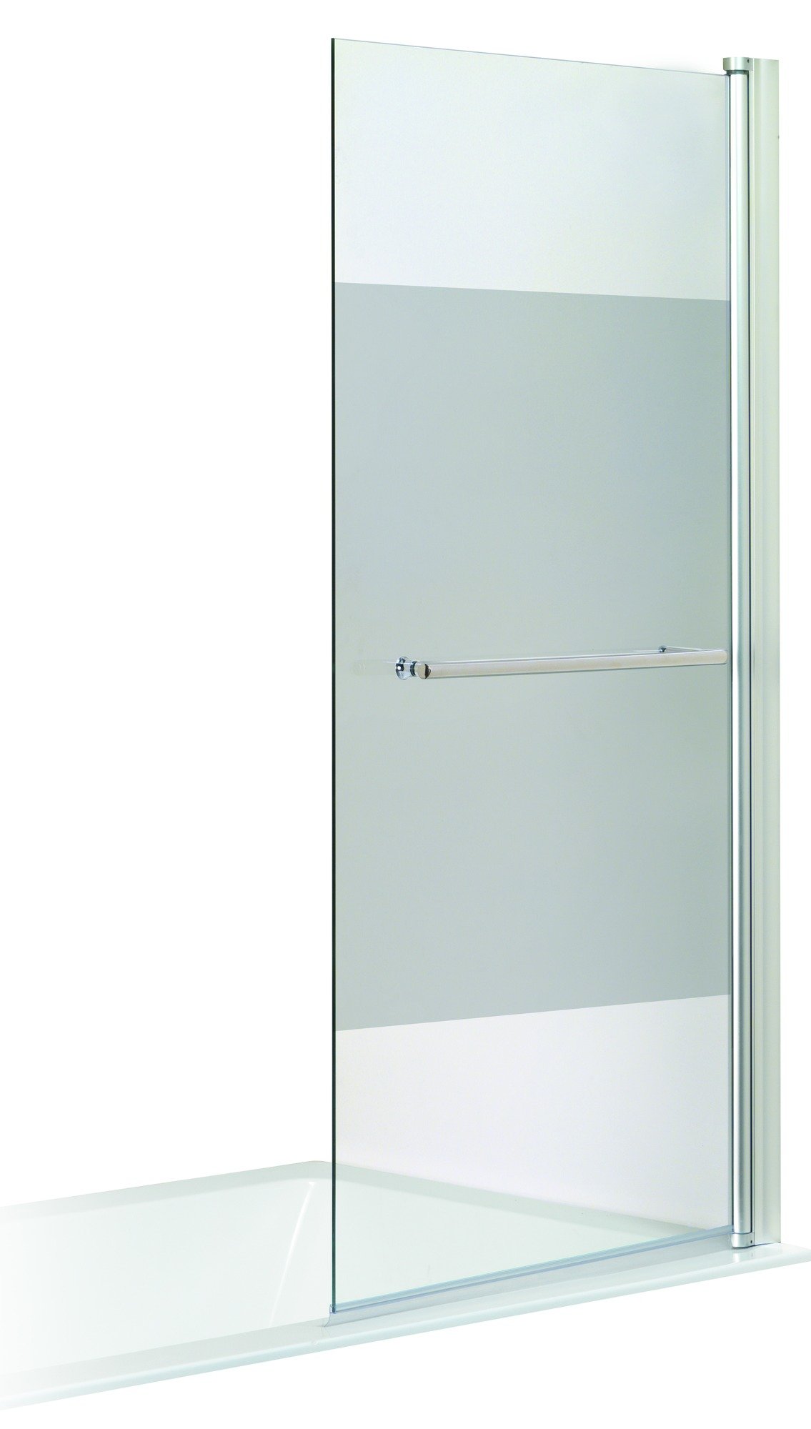 Luca Varess Cyrus + enkele badwand 85 cm helder glas met matte strook chroom profiel