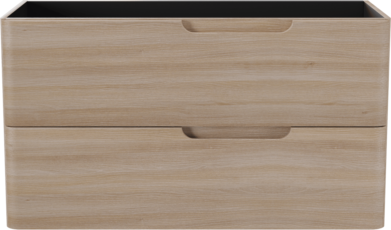 Linie Curvo hängender möbelstück Waschtischunterschränke 100 x 46 cm Eiche Hell 2 Schubladen