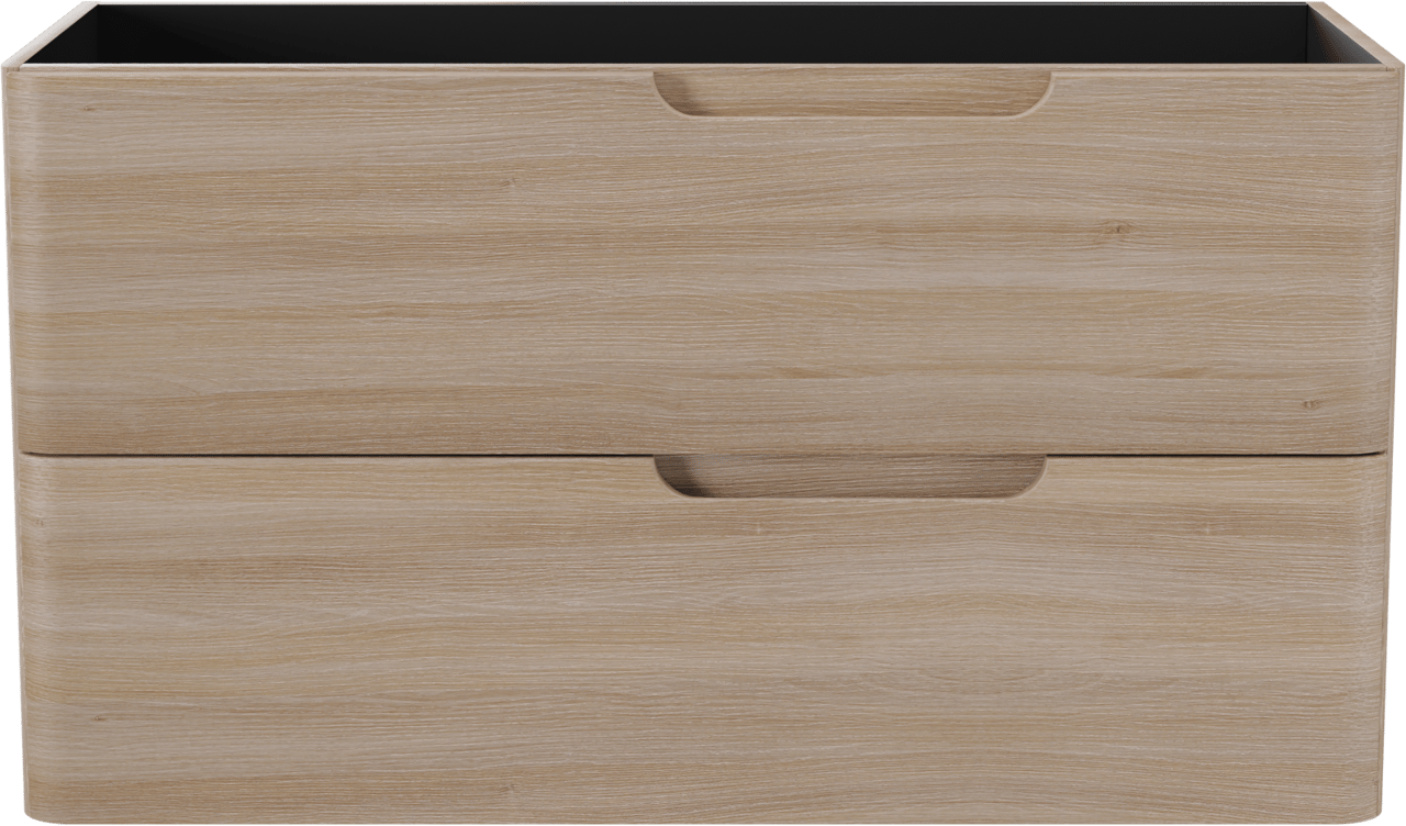 Linie Curvo hängender möbelstück Waschtischunterschränke 100 x 46 cm Eiche Hell 2 Schubladen