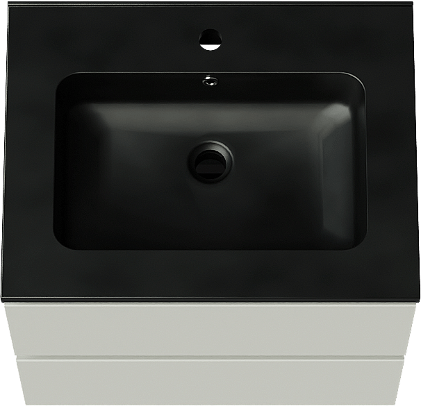 Linie Lado meuble salle de bains suspendu 60 x 46 cm greige avec Vano plan simple en marbre composite noir mat