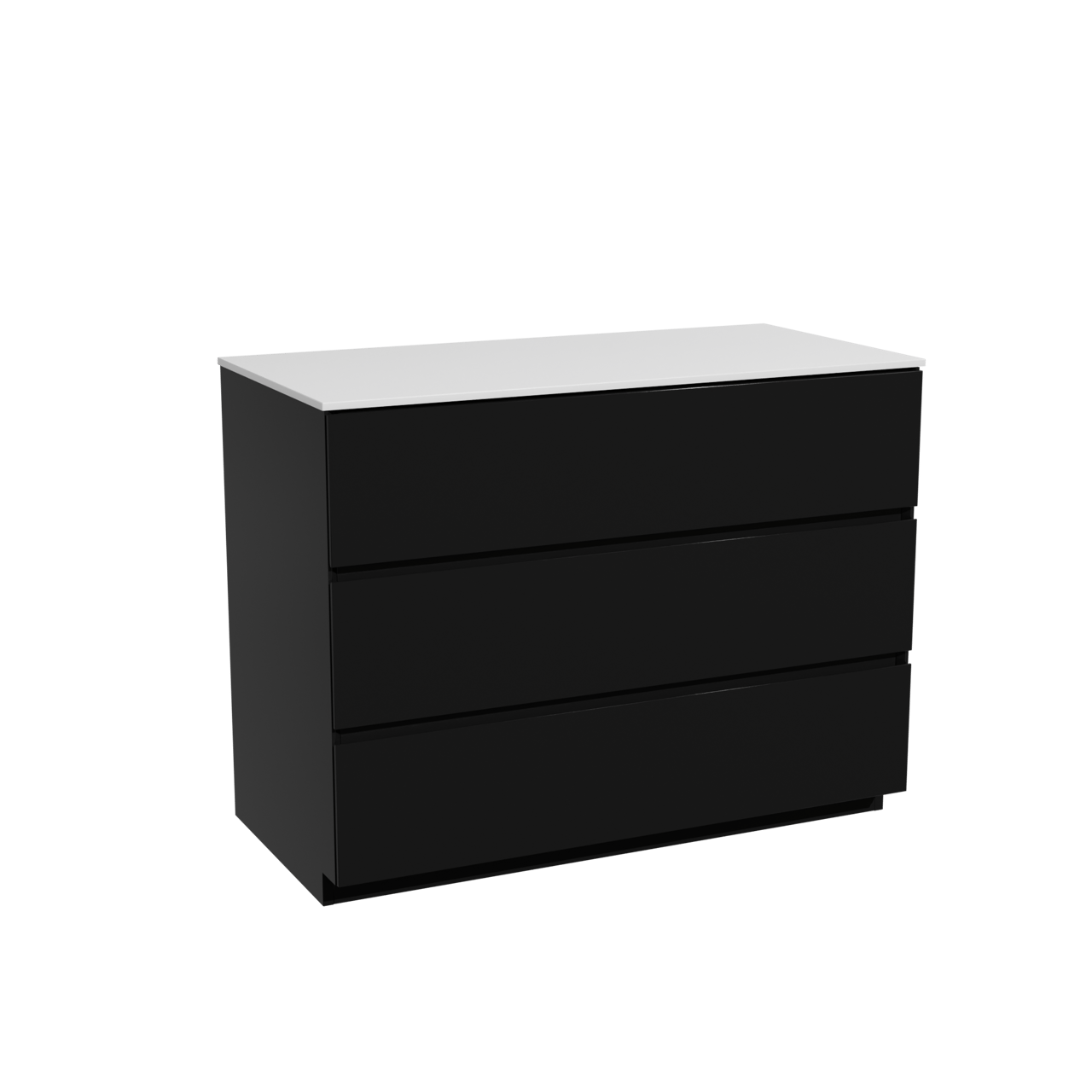 Storke Edge meuble salle de bains à poser 105 x 52 cm noir mat avec Tavola tablette simple en solid surface blanc mat