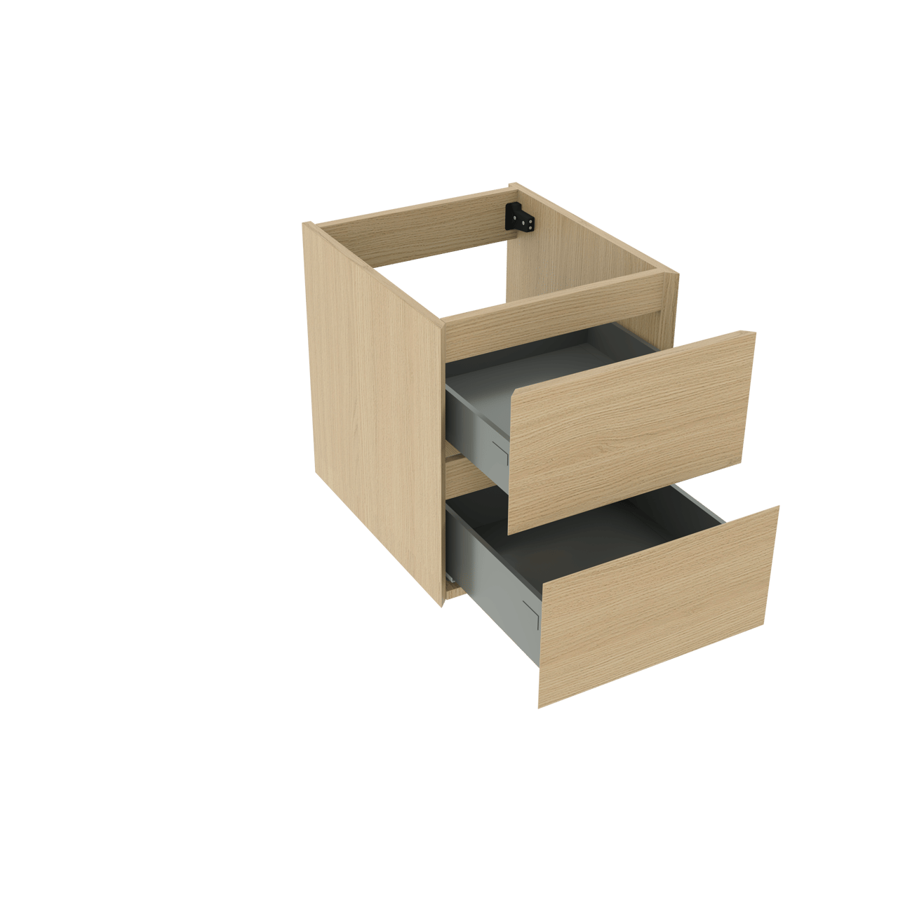 Facet natural oak basin cab. 2 drawers 45cm