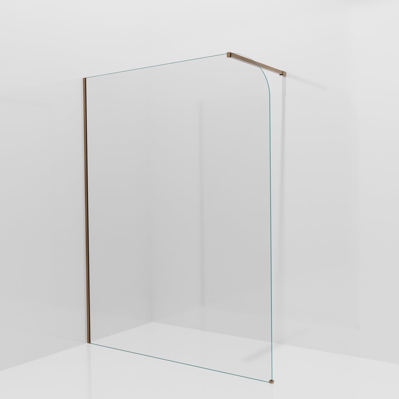 Balmani Modular douche à l'italienne: 160 x 200 cm, Verre transparent arrondi, Profil Brushed Rosegold