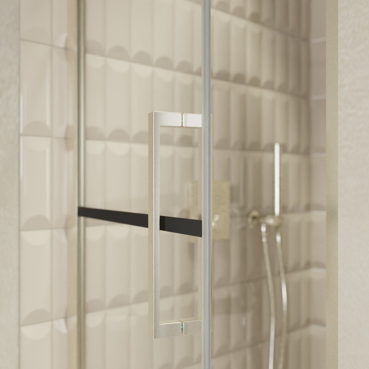 Balmani Senses Design porte pivotante à gauche 90 cm x 210 cm verre Lined, Profil Brushed CoolMetal, coating inclus