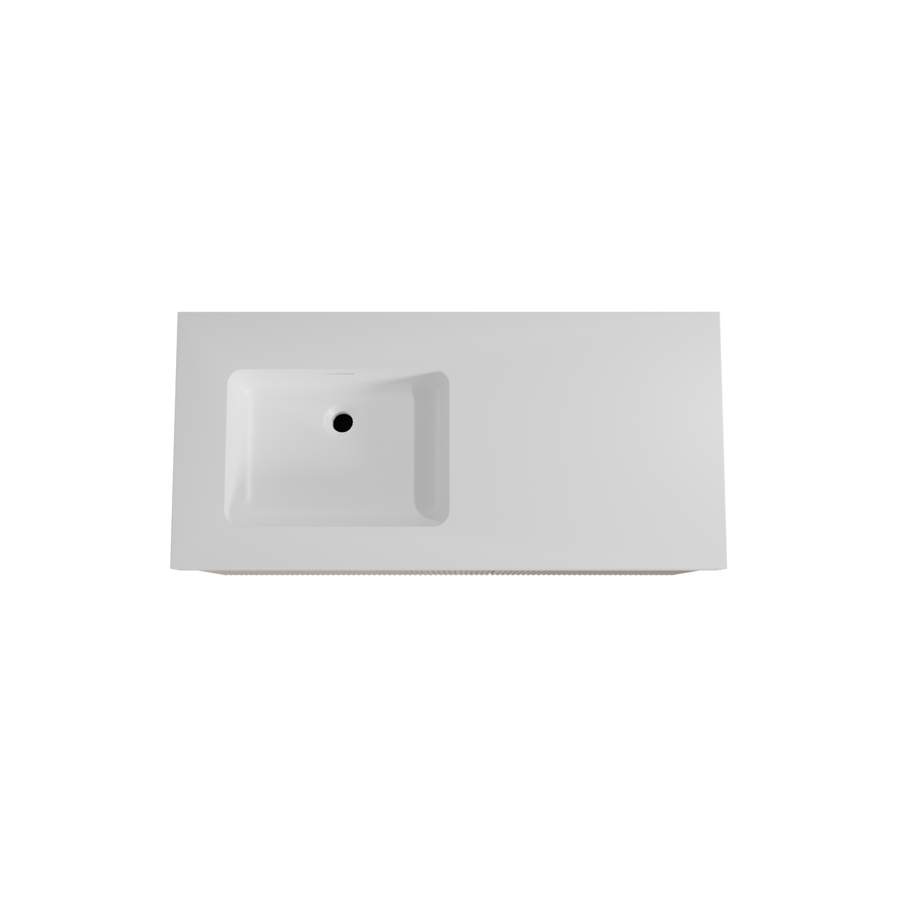 Storke Ribs hängendes Möbelstück Set: 110 x 52 cm, Rohe Eiche, mit Mata High Waschtisch links, Solid Surface, Weiß matt, Vertikale symmetrische gerade Rippe