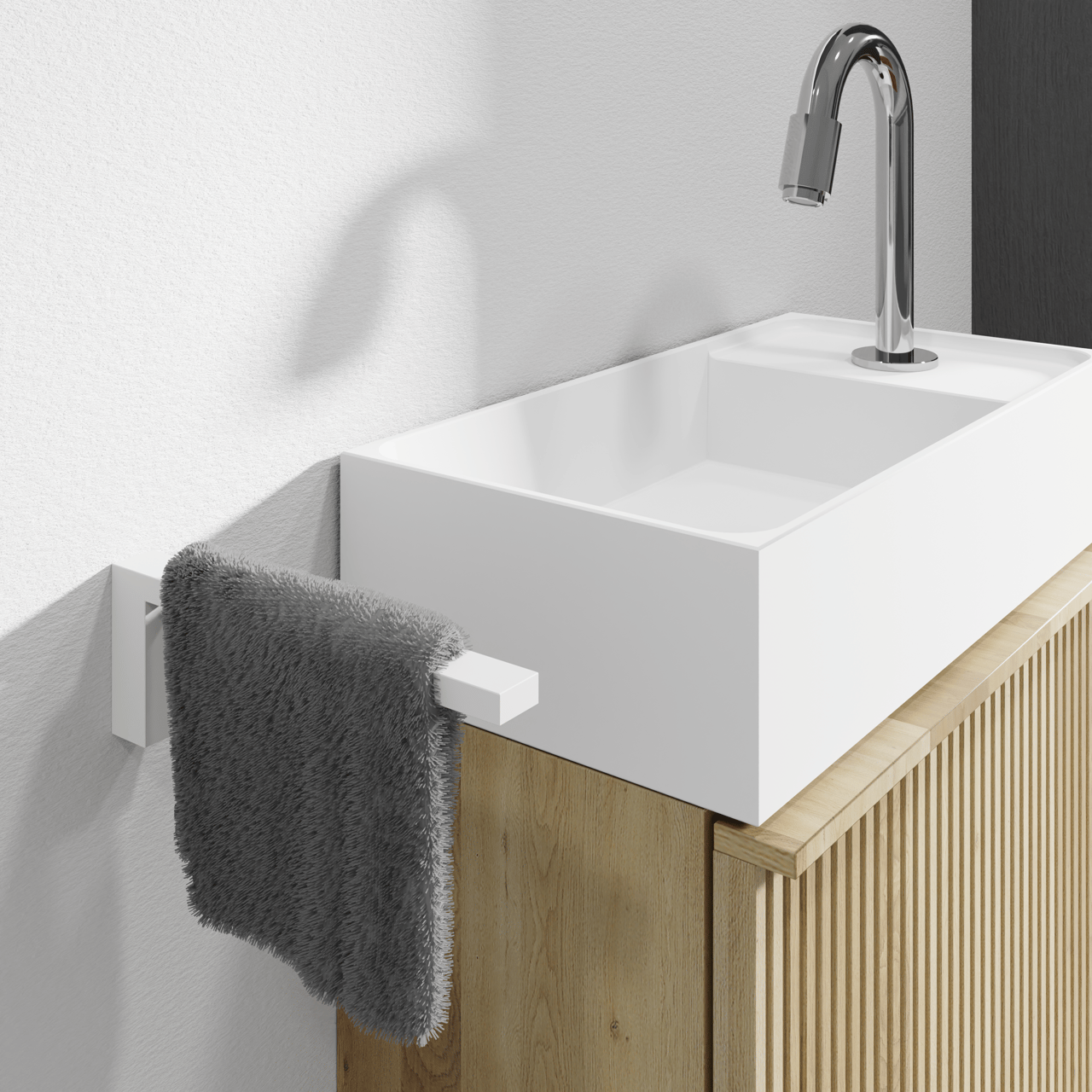 Blaufoss Noma Small Handdoekhouder mat wit 19cm