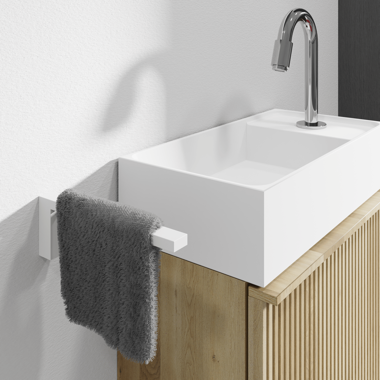 Blaufoss Noma Brushed RoseGoldHandtuchhalter, weiß 19 cm