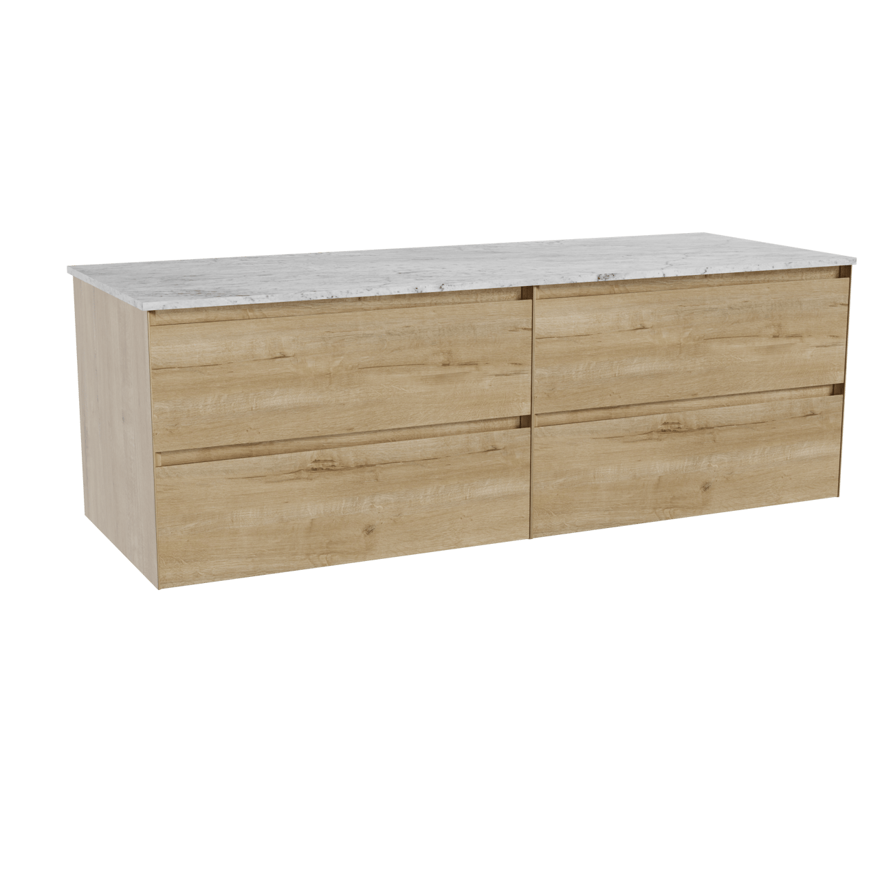 Balmani Mitra meuble salle de bains suspendu 150 x 55 cm chêne brut avec Stretto tablette simple ou double en marbre carrara