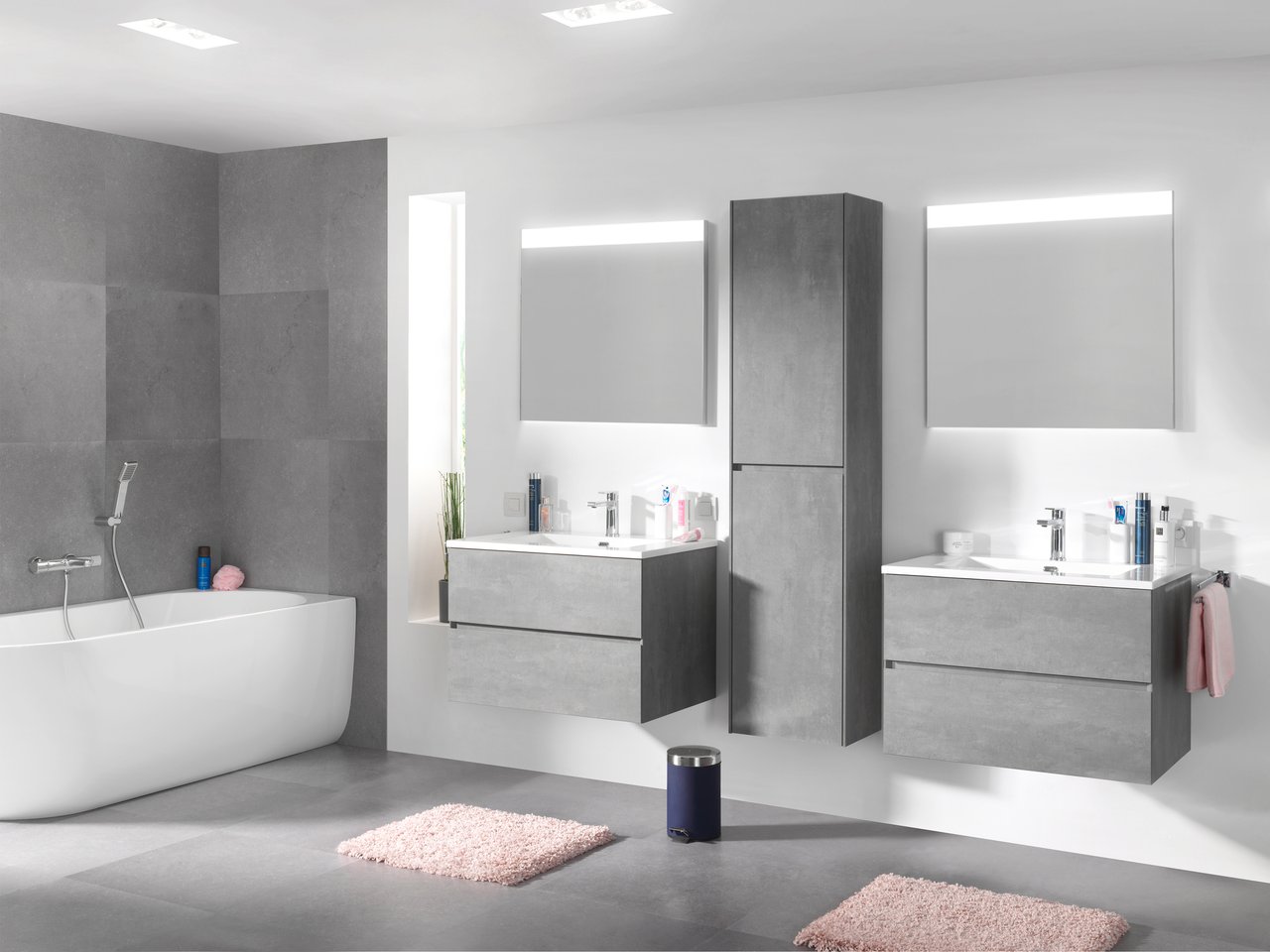 Storke Edge zwevende wastafelonderkast 75 x 52 cm beton donkergrijs 2 lades